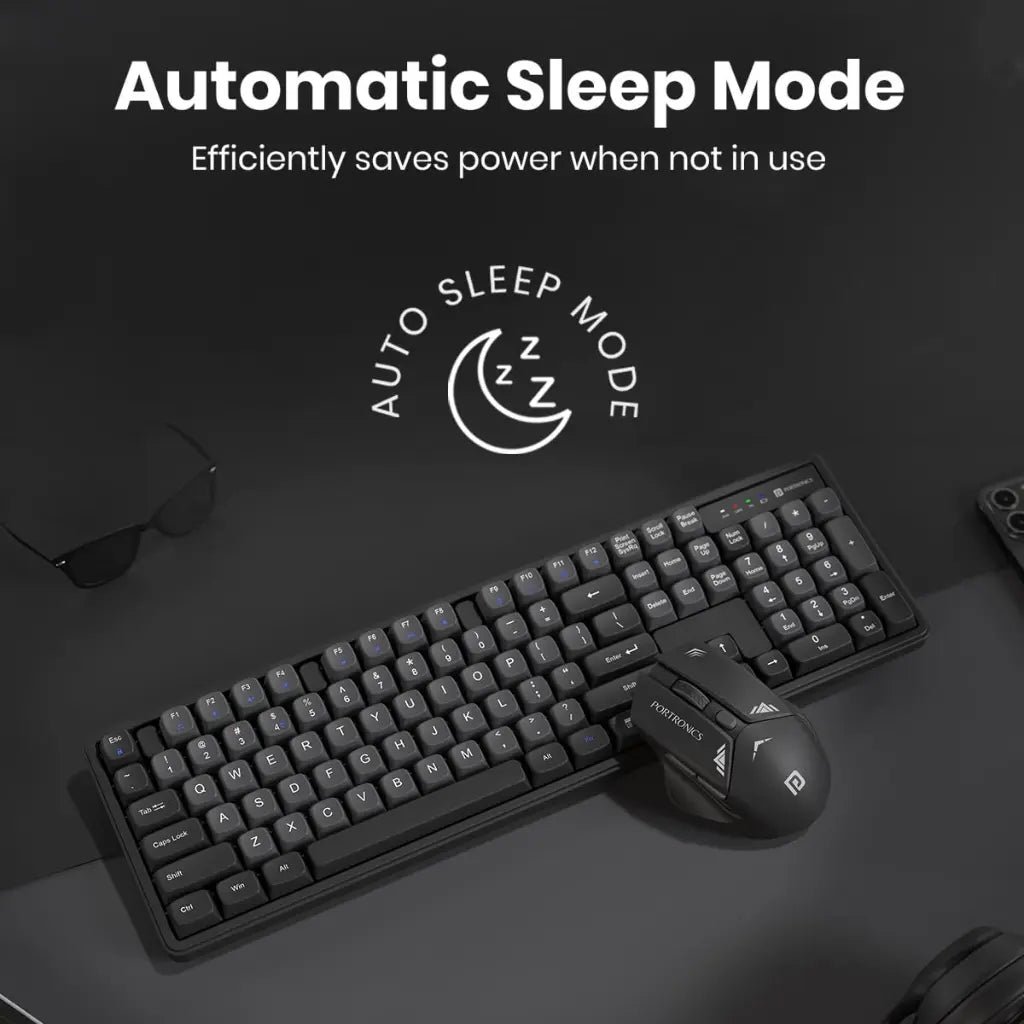Portronics Key9 Wireless Keyboard and Mouse Combo Set - Grey