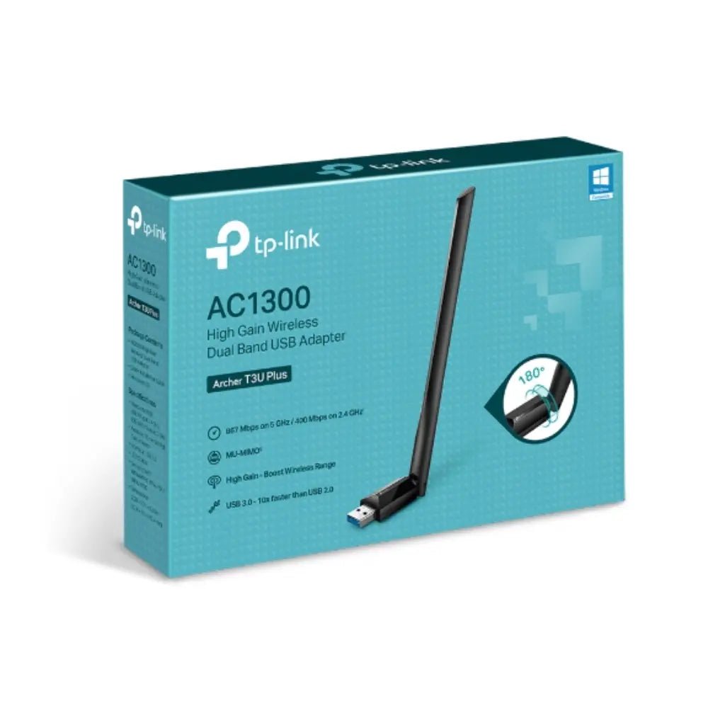 TP-Link Archer T3U Plus AC1300 High-Gain Dual Band USB 3.0 Wi-Fi Adapter for PC and Laptop
