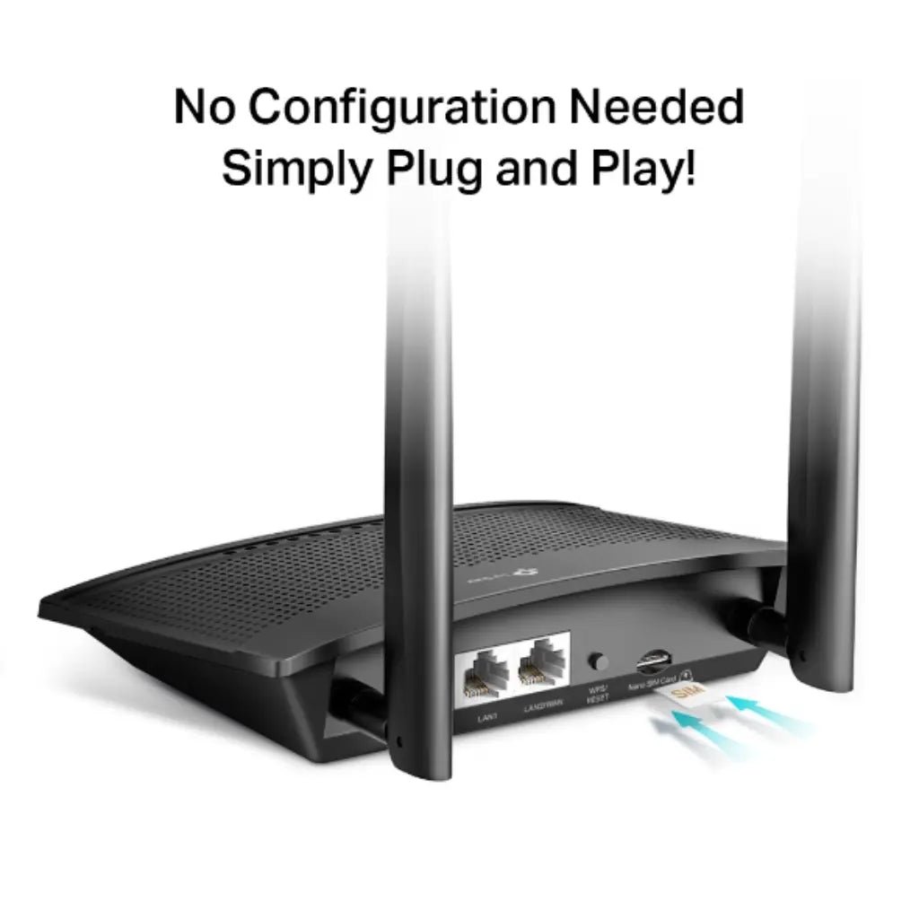 TP-Link TL-MR100 300Mbps Wireless N 4G LTE Router with SIM Card Slot and Detachable Dual Antennas