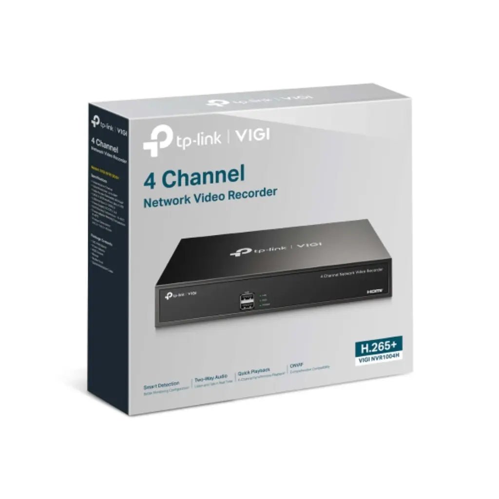 TP-Link VIGI NVR1004H 4-Channel Network Video Recorder with 4K HDMI Output and H.265+ Video Compression