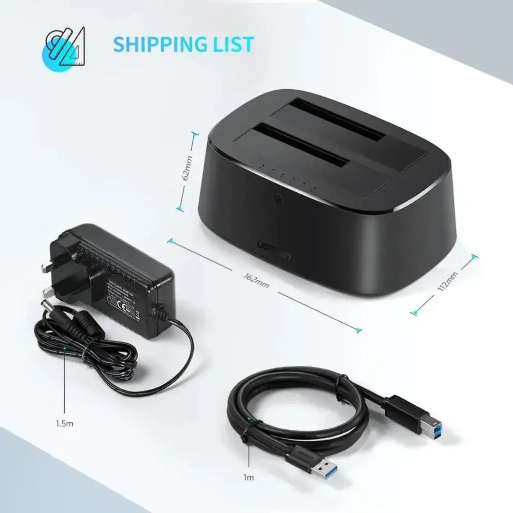 Ugreen Dual Bay USB 3.0 SATA Hard Drive Docking Station for HDD and SSD with Offline Clone Function