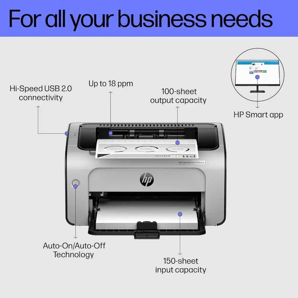 HP LaserJet Pro P1108 Plus Monochrome Laser Printer - 19 PPM Single Function