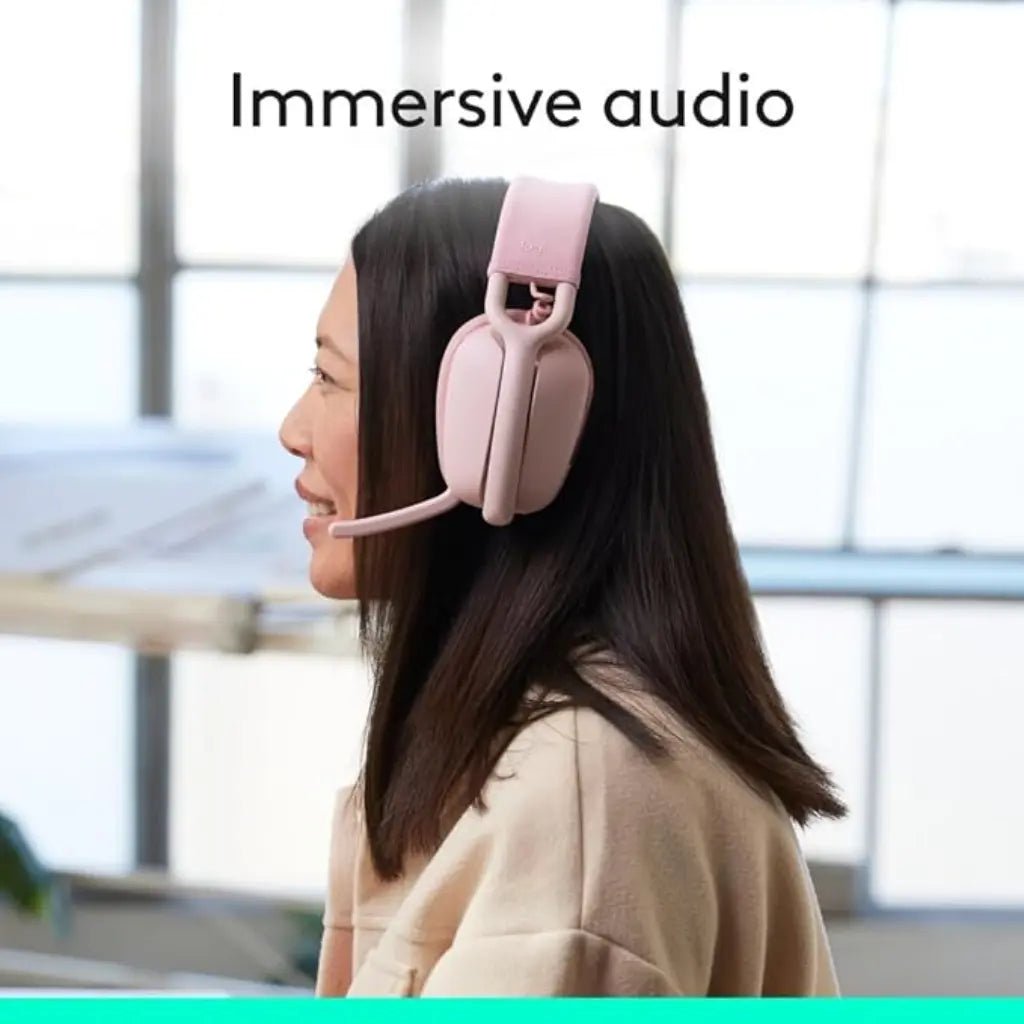 Logitech Zone Vibe 100 Lightweight Over-Ear Wireless Bluetooth Headphones with Noise-Cancelling Microphone - Rose