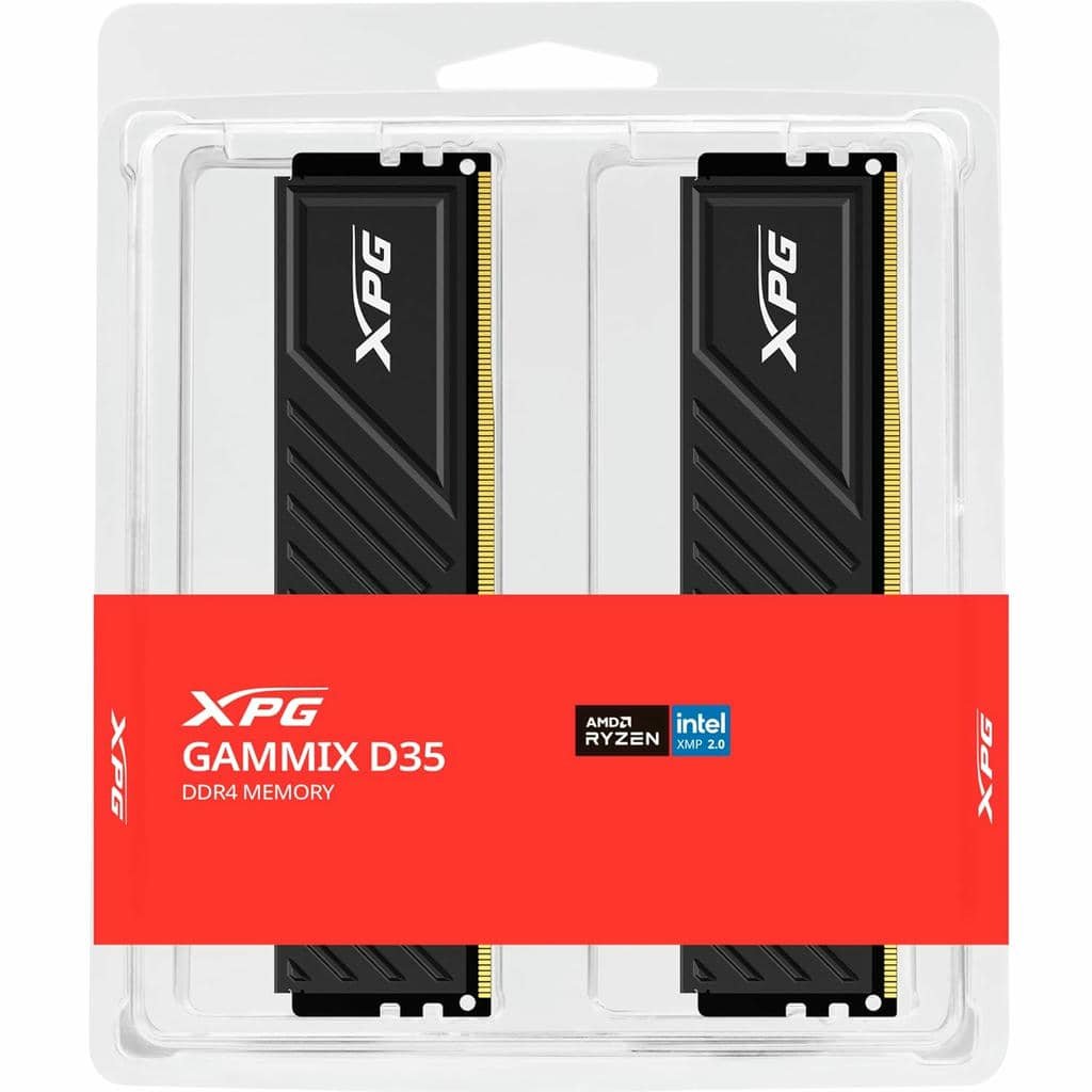 XPG GAMMIX D35 64GB (2x32GB) DDR4 3200MHz CL16 Low-Profile Gaming Desktop Memory Kit - Black