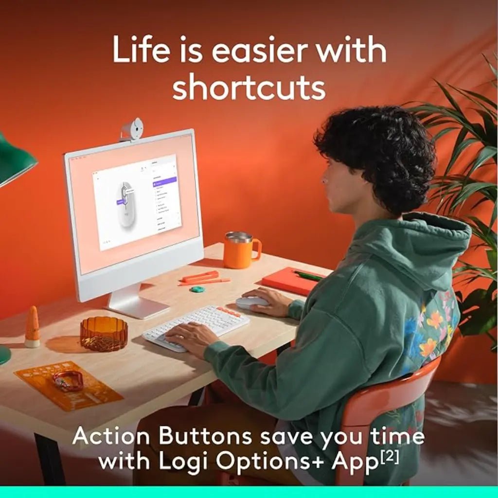 Logitech POP Multi-Device Bluetooth Wireless Mouse with Customizable Emoji Button - Off White