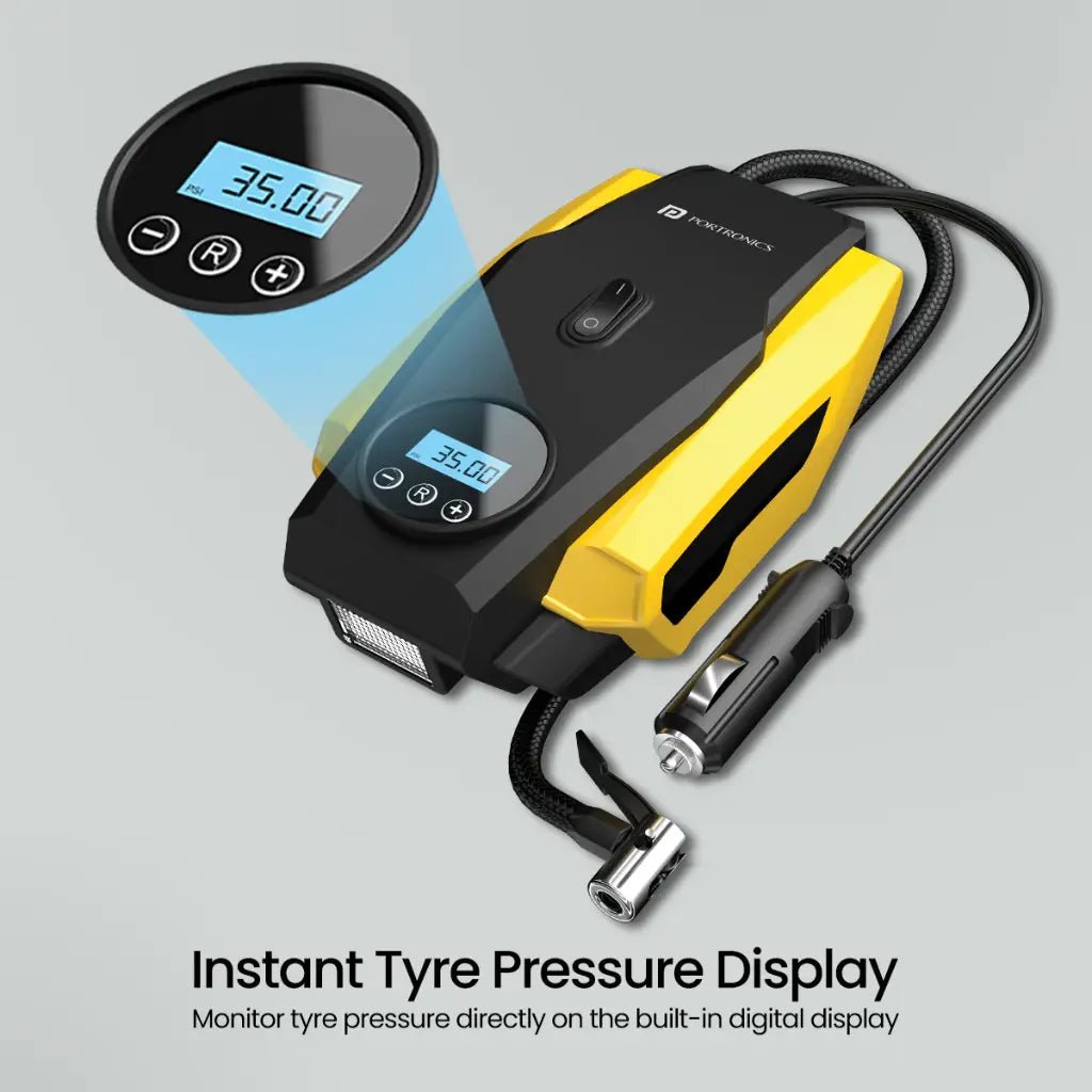 Portronics Vayu Lite POR 2006 Portable 150 PSI Digital Tyre Inflator with Auto Shut Off Feature