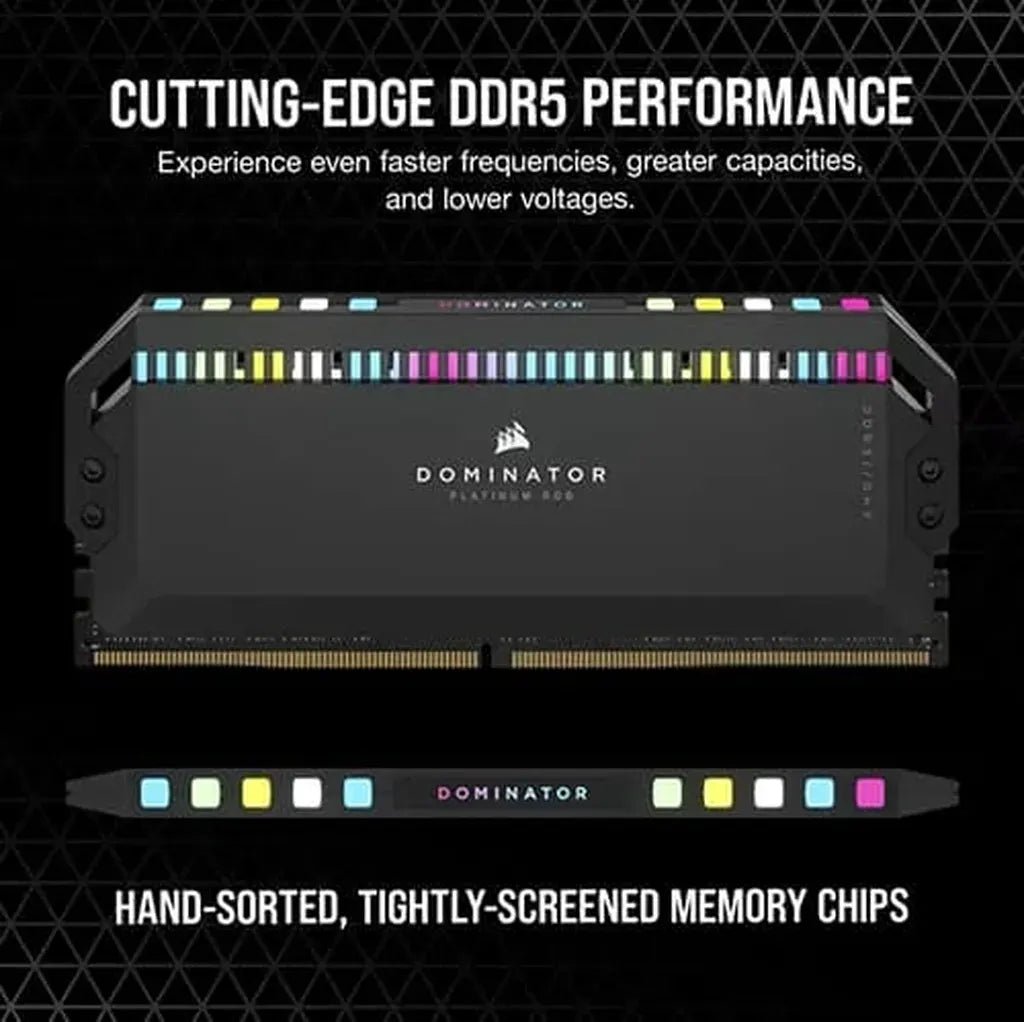 Corsair Dominator Platinum RGB 64GB (2x32GB) DDR5 6000MHz CL30 High-Performance Gaming Desktop Memory Kit