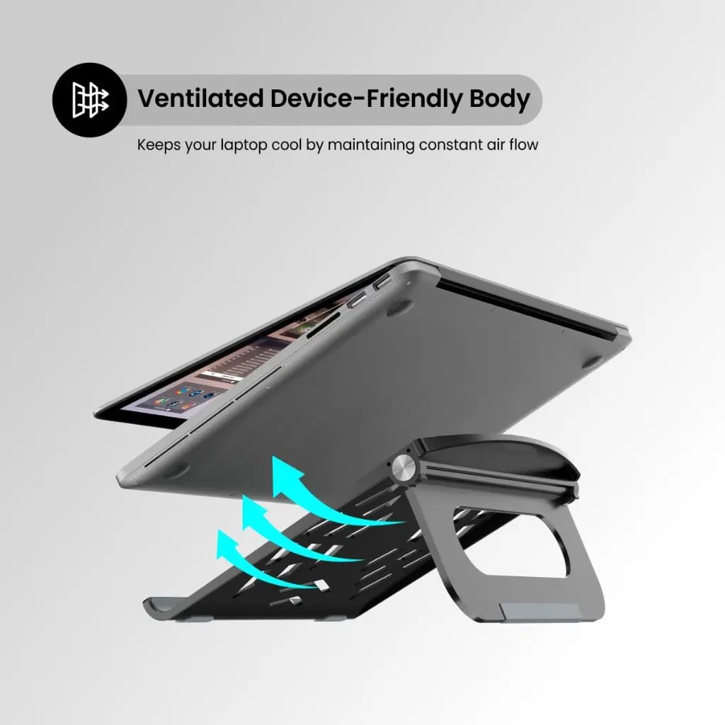 Portronics My Buddy Hexa 5 Foldable Laptop Stand with Adjustable Height and Ergonomic Design