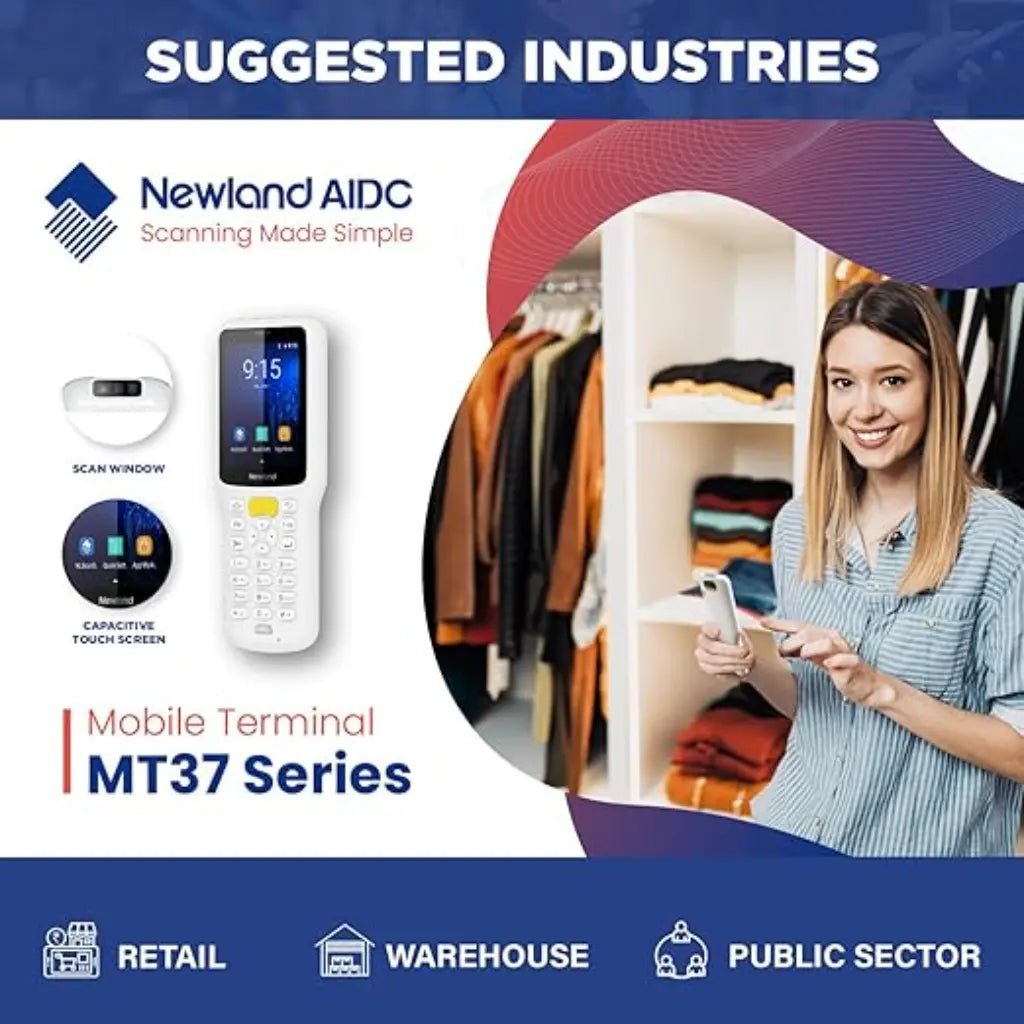 Newland NLS-MT37-7K Android 8.1 Rugged Portable Data Terminal with 2.8-Inch Touchscreen and Integrated 2D Barcode Scanner