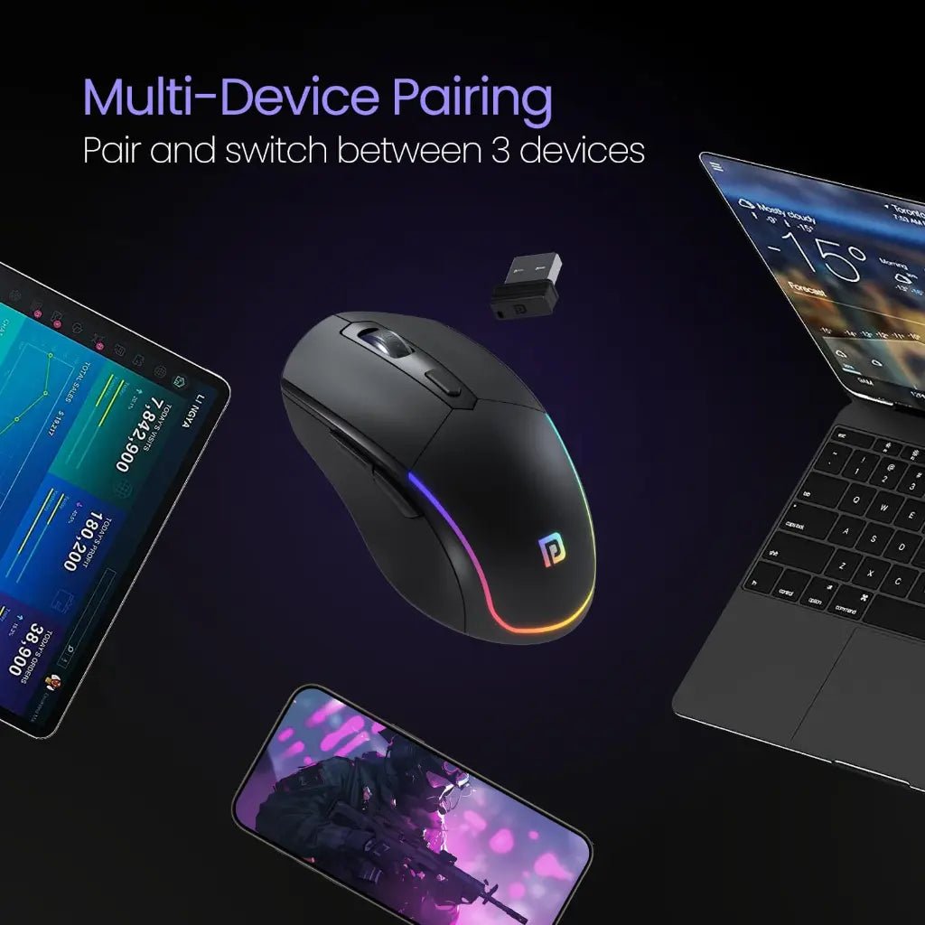 Portronics Toad One POR 1682 Wireless Dual Connectivity Ergonomic Mouse with Customizable RGB Lighting