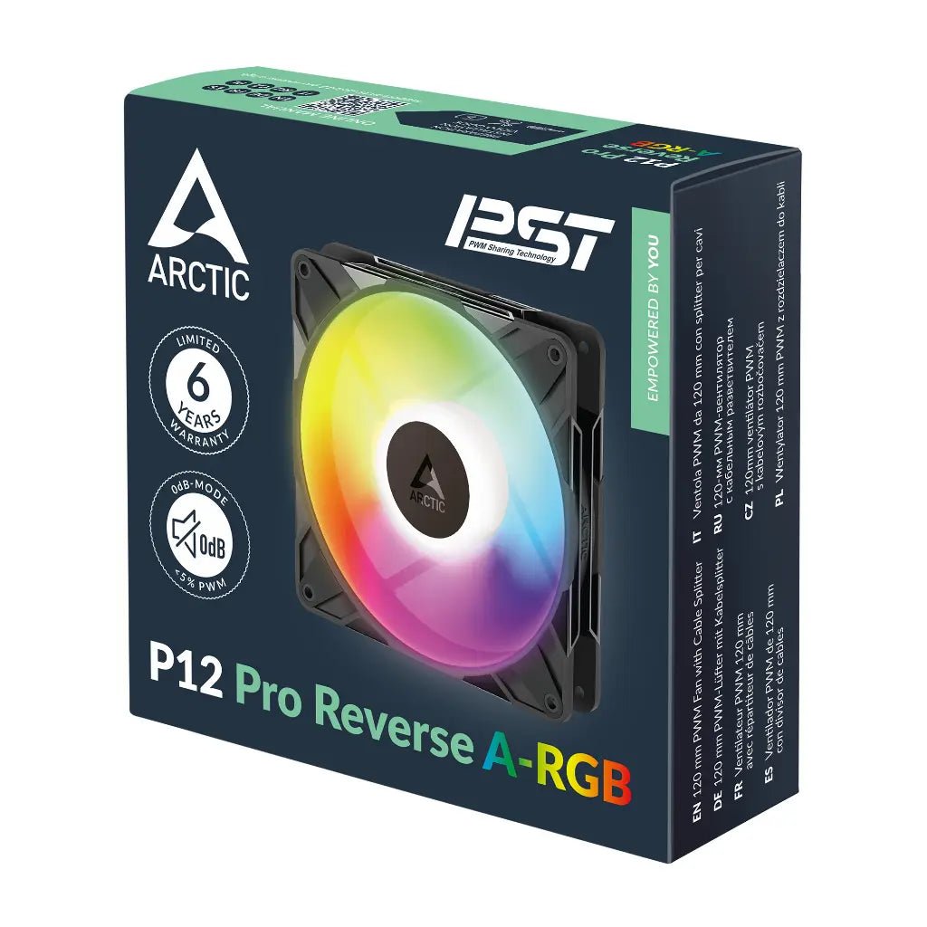 ARCTIC P12 Pro Reverse ARGB 120mm PWM High-Performance Case Fan - Black