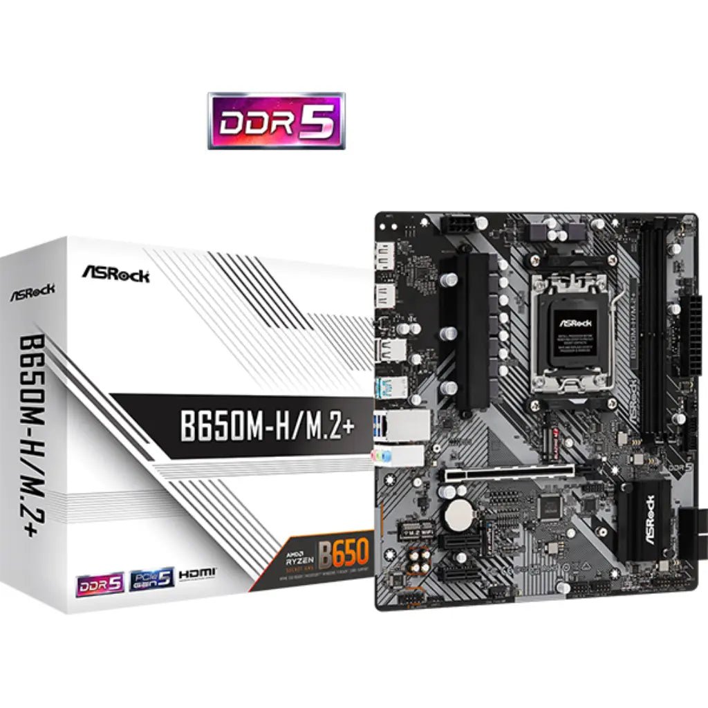 ASRock B650M-H/M.2+ AMD B650 Micro ATX AM5 Motherboard with DDR5 Support
