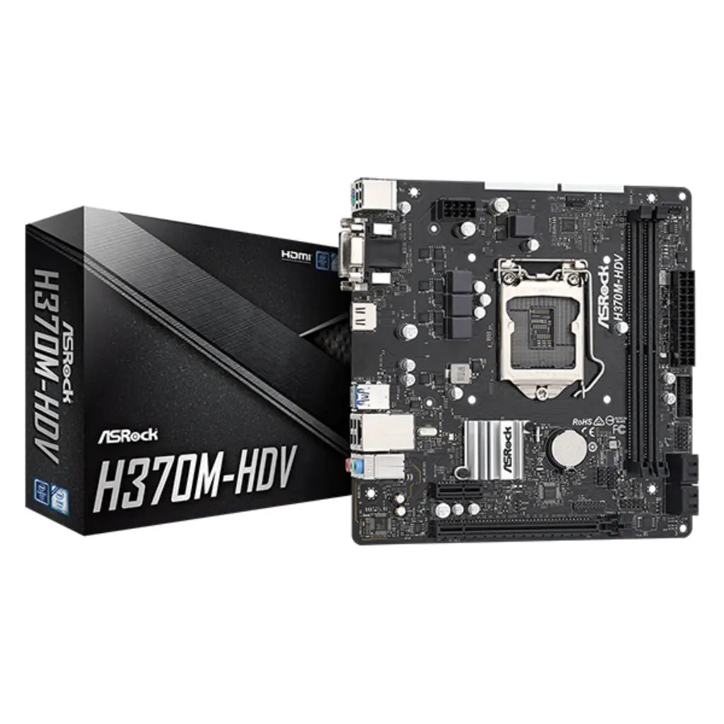 ASRock H370M-HDV Intel H370 LGA1151 DDR4 Micro ATX Motherboard for 8th and 9th Gen Intel Core Processors