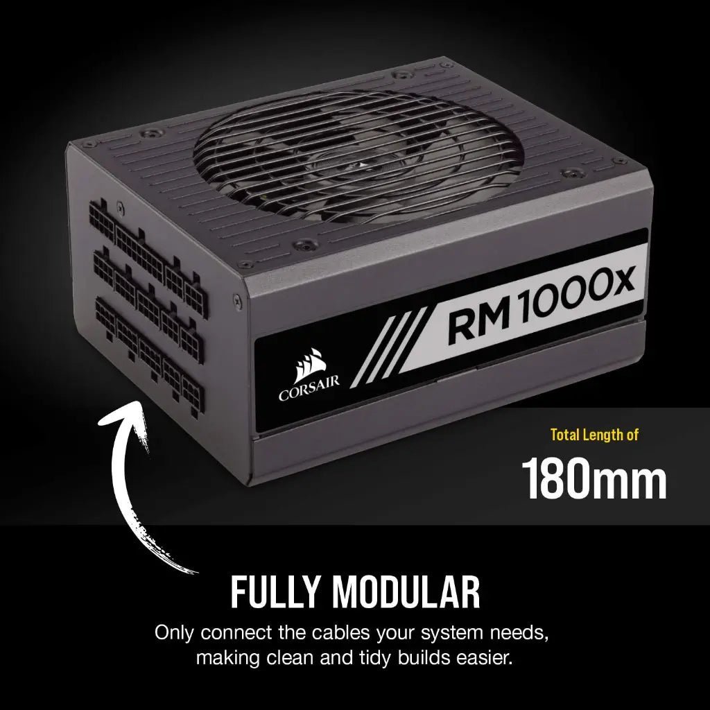 Corsair RM1000x 1000W 80 Plus Gold Certified Fully Modular ATX Power Supply Unit