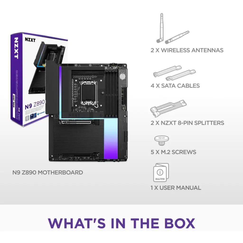 NZXT N9 Z890 Intel LGA1851 ATX Motherboard with DDR5 Support and Wi-Fi 7