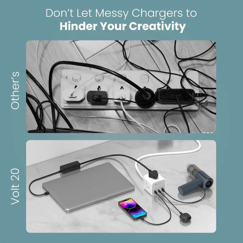 Portronics Volt 20W High-Speed Smart Desktop Charger with 3-Meter Copper Cable