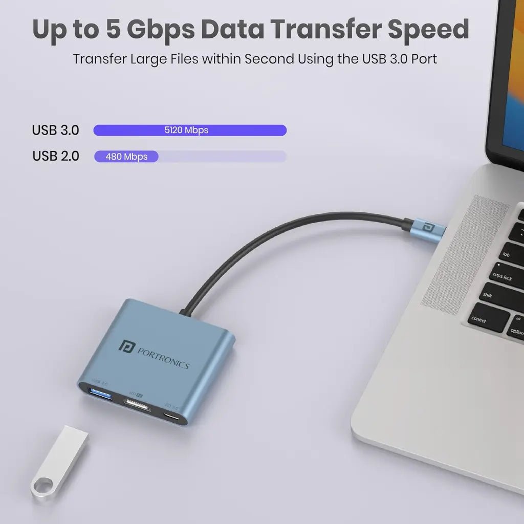 Portronics C Konnect Plus POR 2187 3-in-1 USB-C Hub with 4K HDMI and USB 3.0 Port