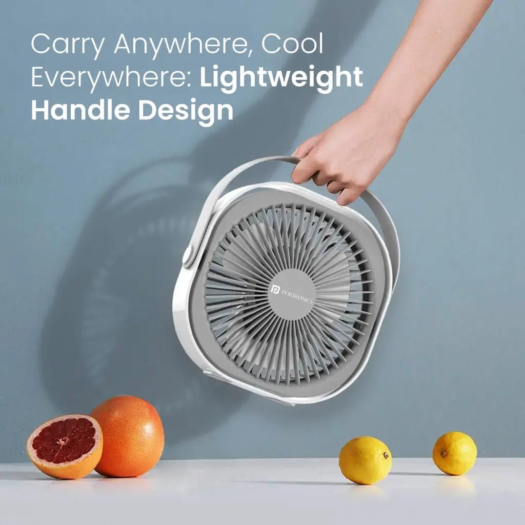 Portronics CoolCube POR 3051 Portable Rechargeable Desktop Fan with 2400mAh Battery - Compact Cooling Solution