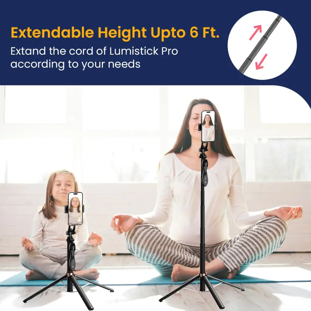 Portronics Lumistick Pro POR 2064 Portable Selfie Stick Tripod with Detachable Bluetooth Remote and LED Light