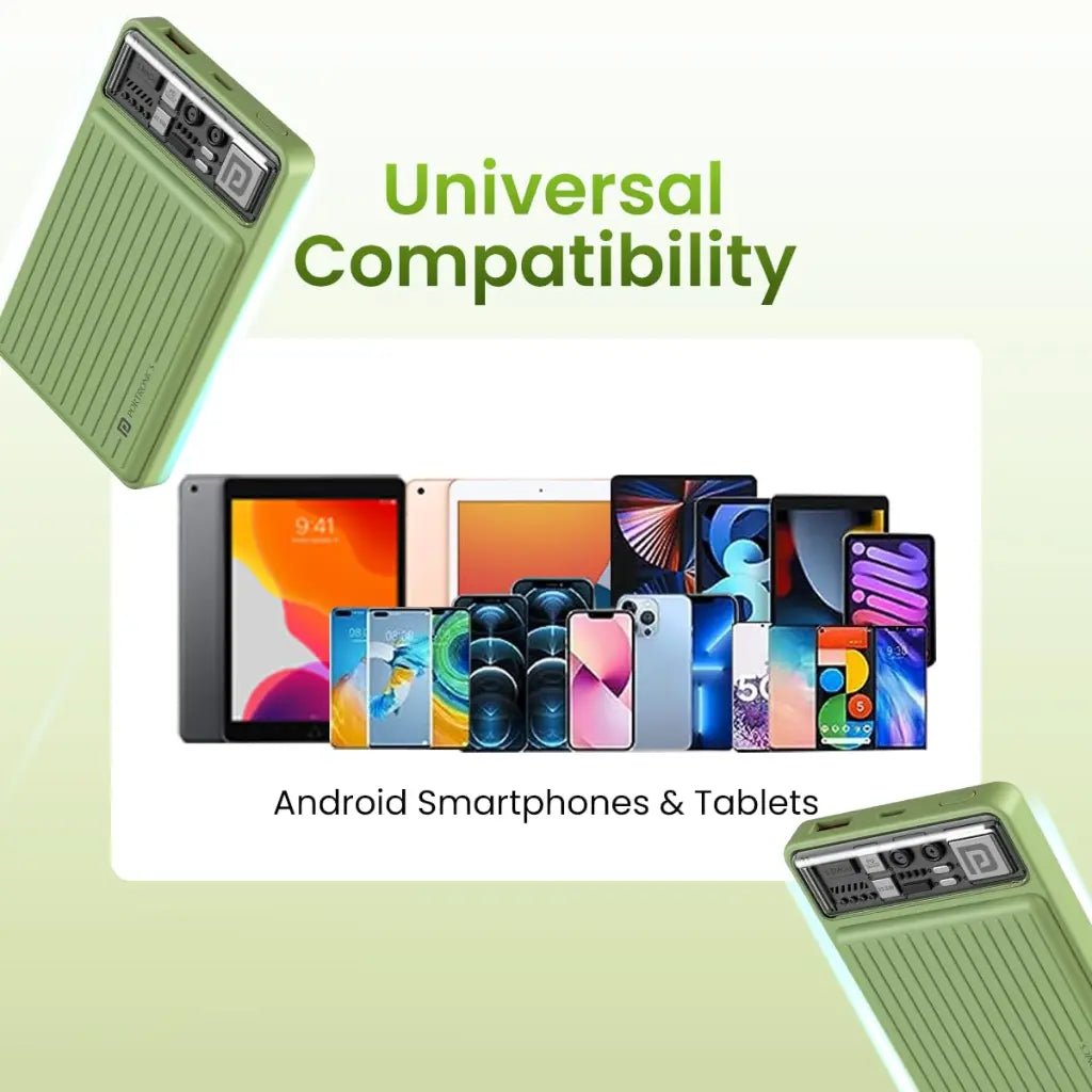 Portronics Luxcell Mini 10K 10000mAh Portable Power Bank with 22.5W Fast Charging Capability - Green