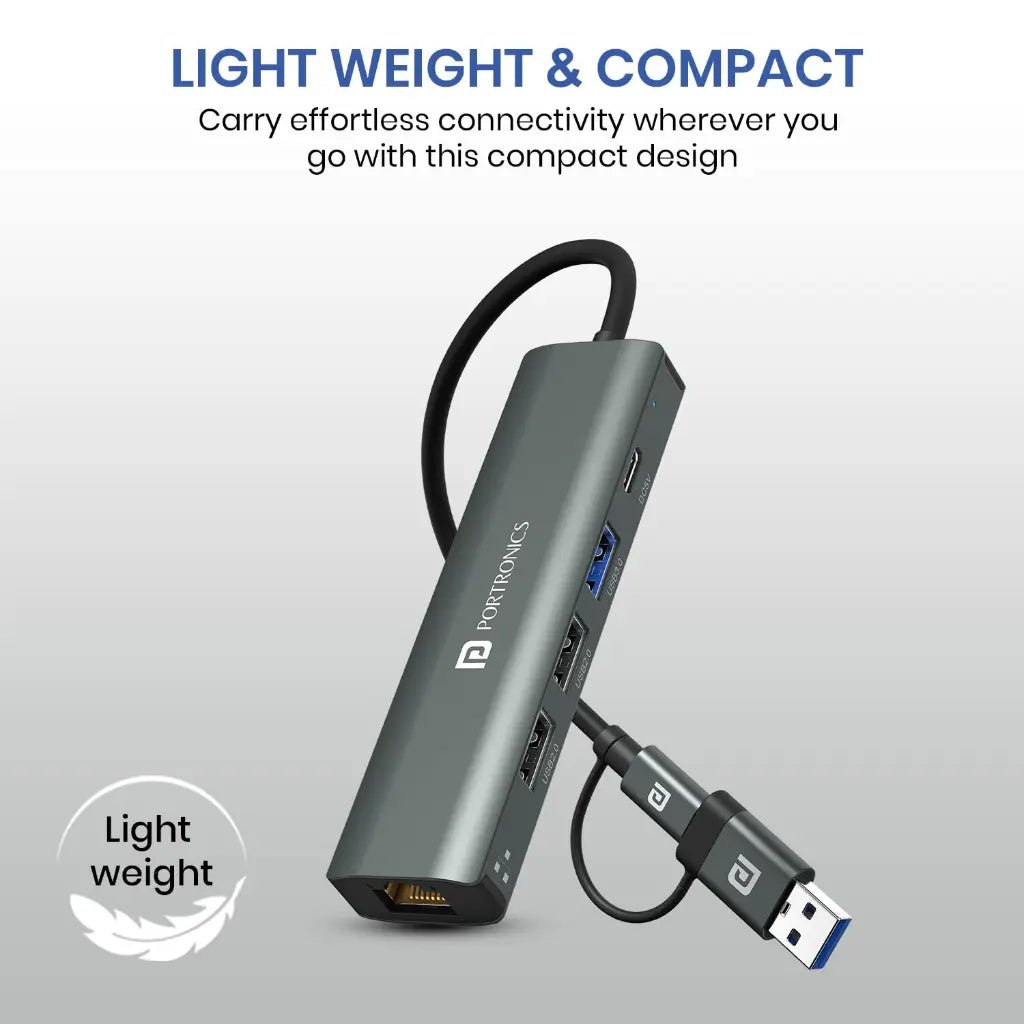 Portronics Mport Edge POR 2931 5-in-1 USB-C Hub with Multi-Port Connectivity