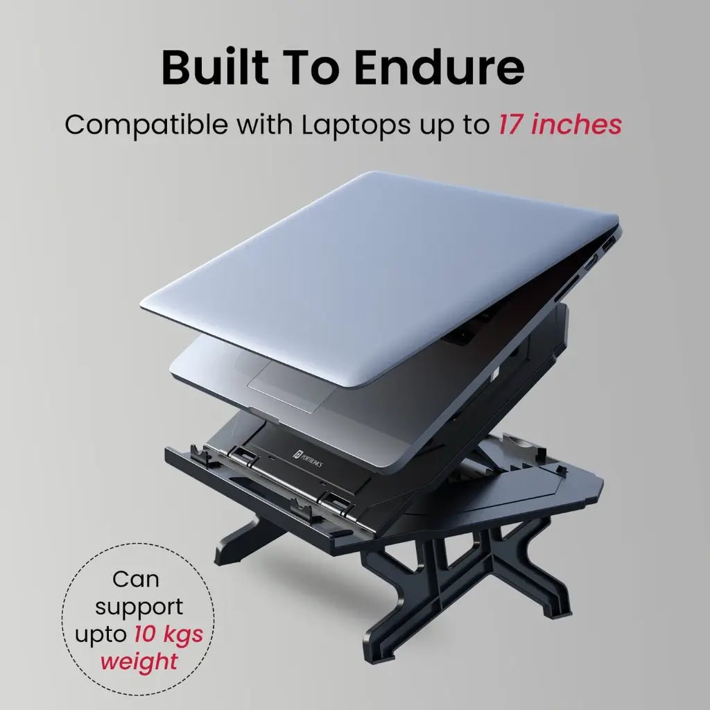 Portronics My Buddy Hexa 33 Laptop Stand with 10 Adjustable Heights and Integrated Phone Holder