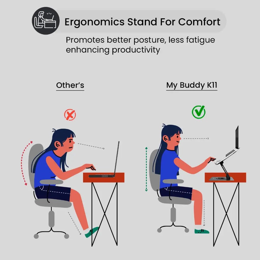 Portronics My Buddy K11 Foldable Laptop Stand with 360-Degree Rotation and Adjustable Height