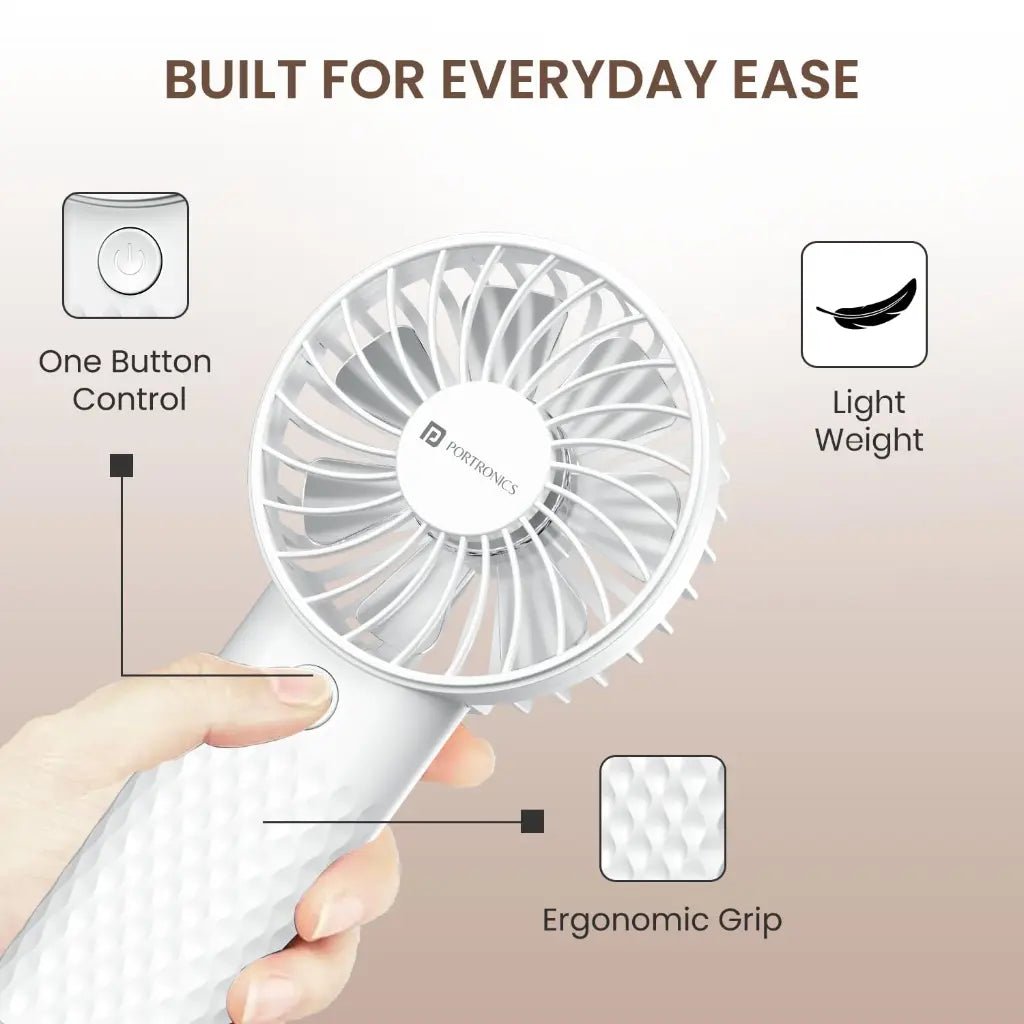 Portronics Toofan Mini 2 (POR 3182) Portable Handheld Personal Fan with 2000mAh Rechargeable Battery