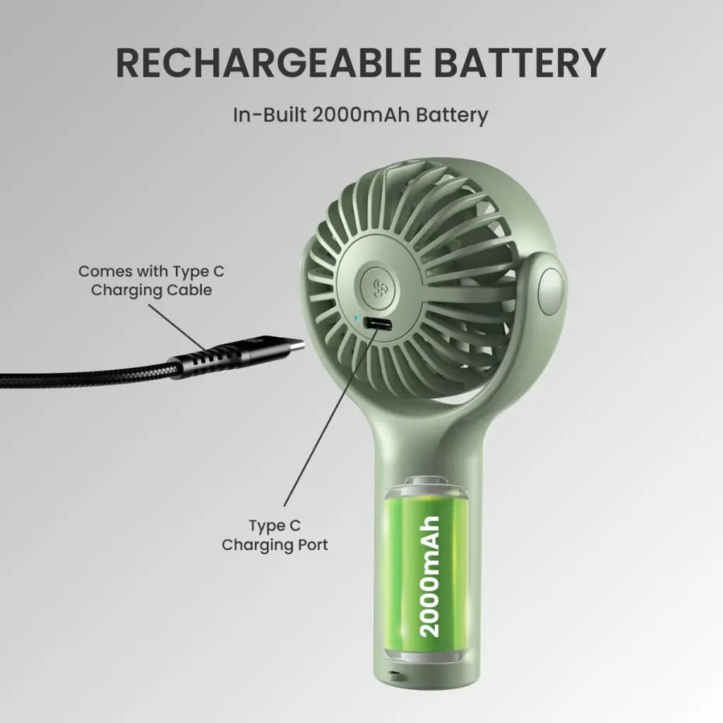 Portronics Toofan Mini POR 1927 Portable Rechargeable Handheld Pocket Fan