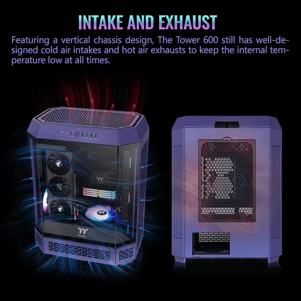 Thermaltake Tower 600 ATX Mid Tower Case - Future Dusk Edition with Octagonal Vertical Design