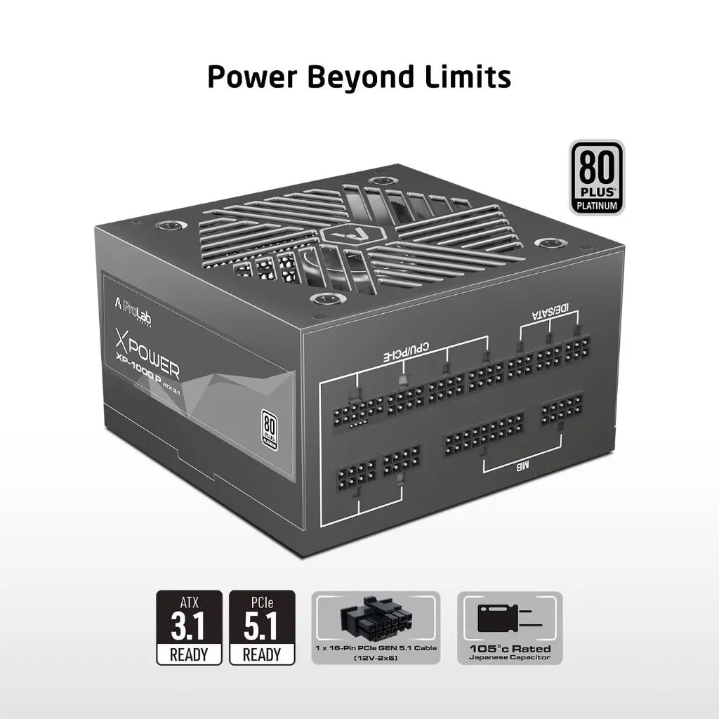 Prolab XPower XP-1000P 1000W ATX 3.1 80 Plus Platinum Fully Modular Power Supply Unit