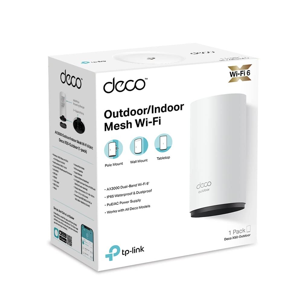 TP-Link Deco X50 AX3000 Dual-Band Whole Home Mesh WiFi System - Outdoor/Indoor Rated - 1 Pack