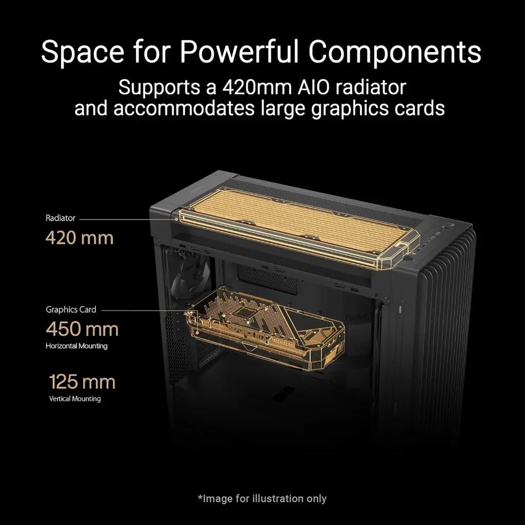 ASUS ProArt PA602 E-ATX Full Tower Computer Case with Tempered Glass and Wood Accents