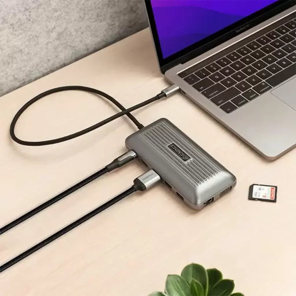 Cadyce CA-2HDVG Plus USB-C Dual 4K HDMI & VGA Docking Station with 15cm Integrated Cable