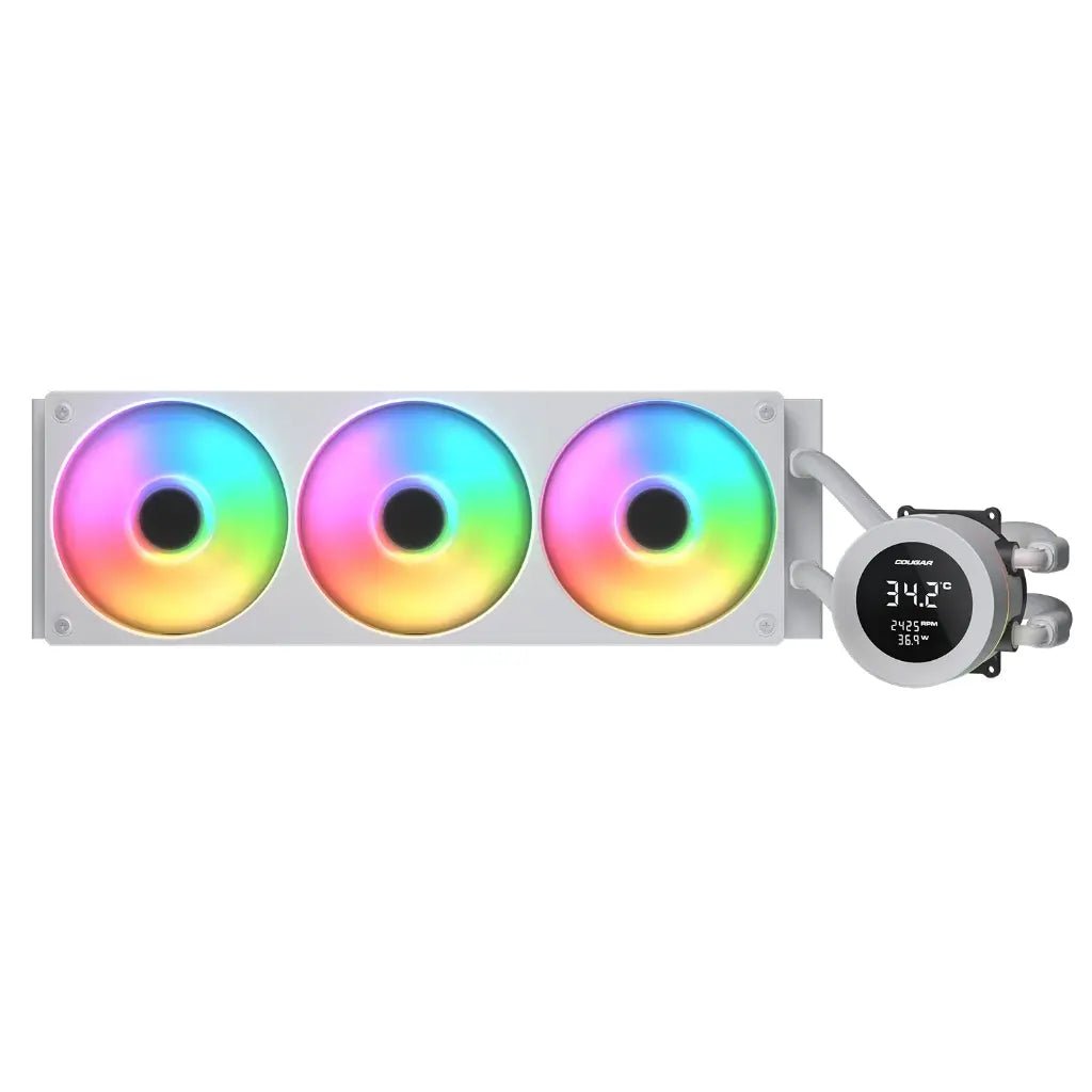 Cougar Poseidon Vistek 360mm ARGB AIO CPU Liquid Cooler with 1.9-inch Digital Display - White