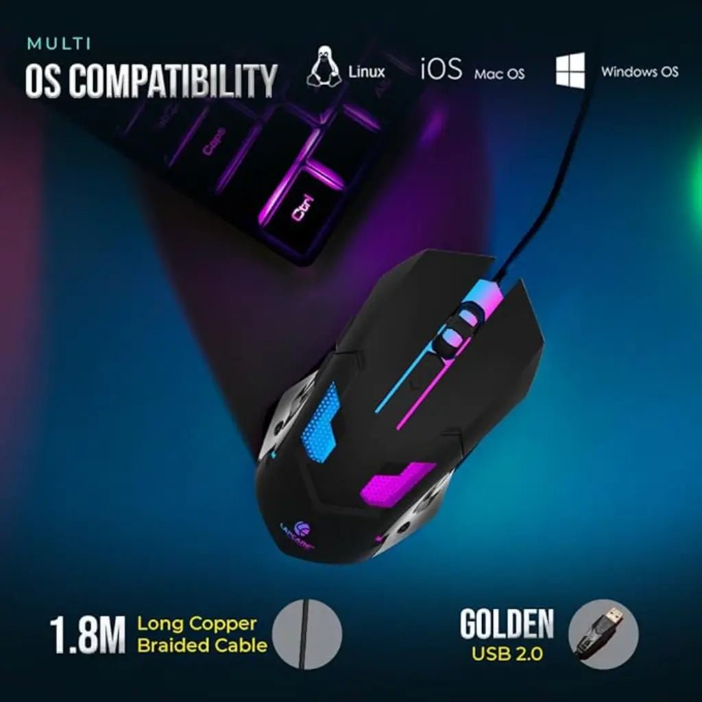 Lapcare Champ LGM-100 Ergonomic USB Wired RGB Gaming Mouse with 3600 DPI Precision Sensor