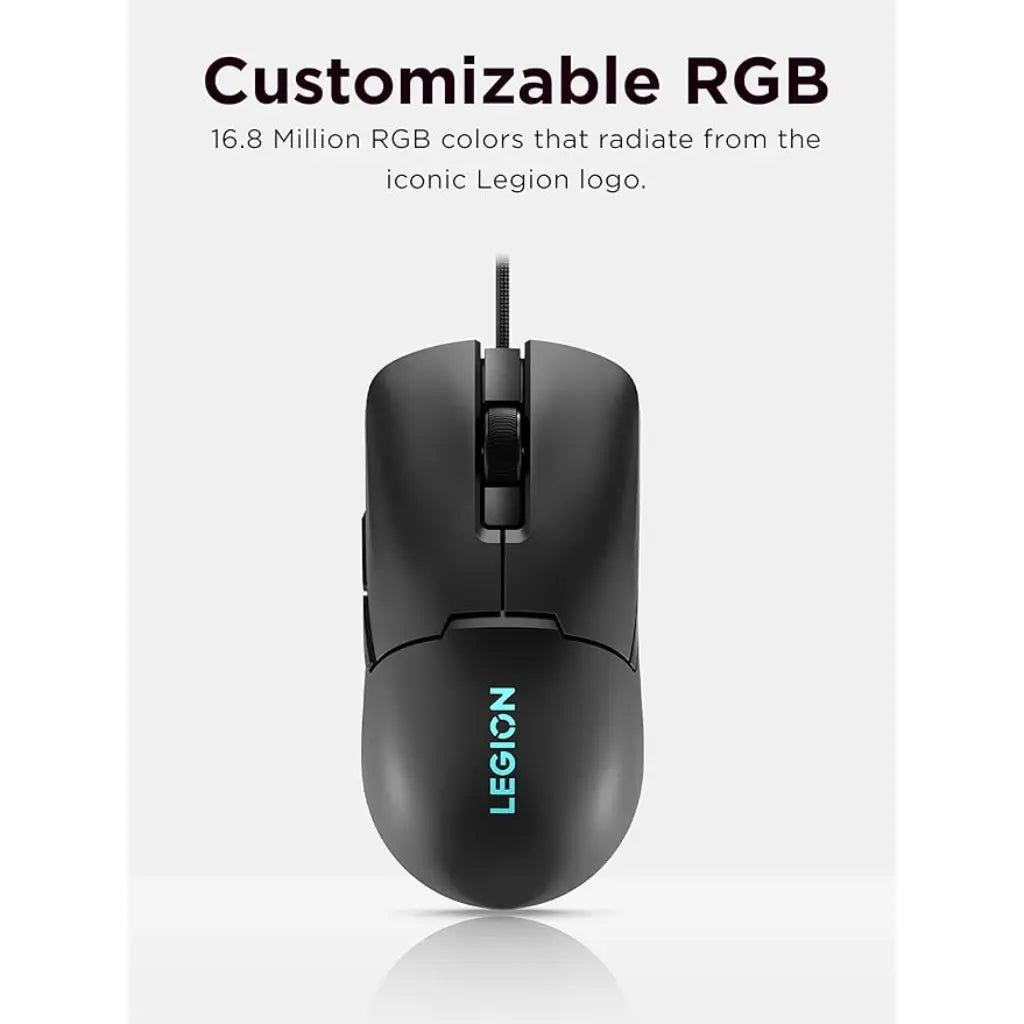 Lenovo Legion M300s Ultra-Lightweight 8000 DPI RGB Wired Gaming Mouse - Black