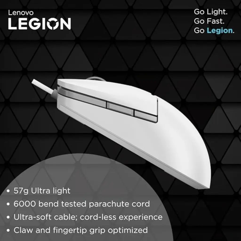 Lenovo Legion M300s Ultra-Lightweight 8000 DPI RGB Wired Gaming Mouse - Glacier White