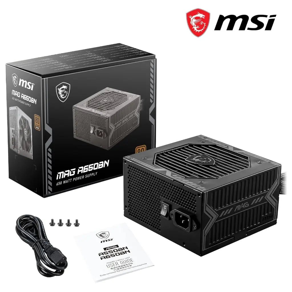 MSI MAG A650BN 650W 80 Plus Bronze Certified Non-Modular ATX Power Supply