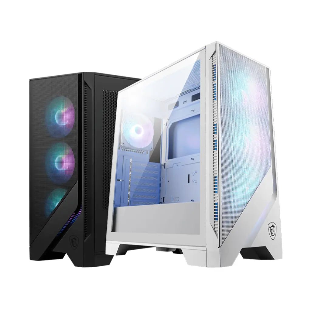 MSI MAG FORGE 320R Airflow Mid-Tower Gaming PC Case with Tempered Glass and ARGB Fans - White