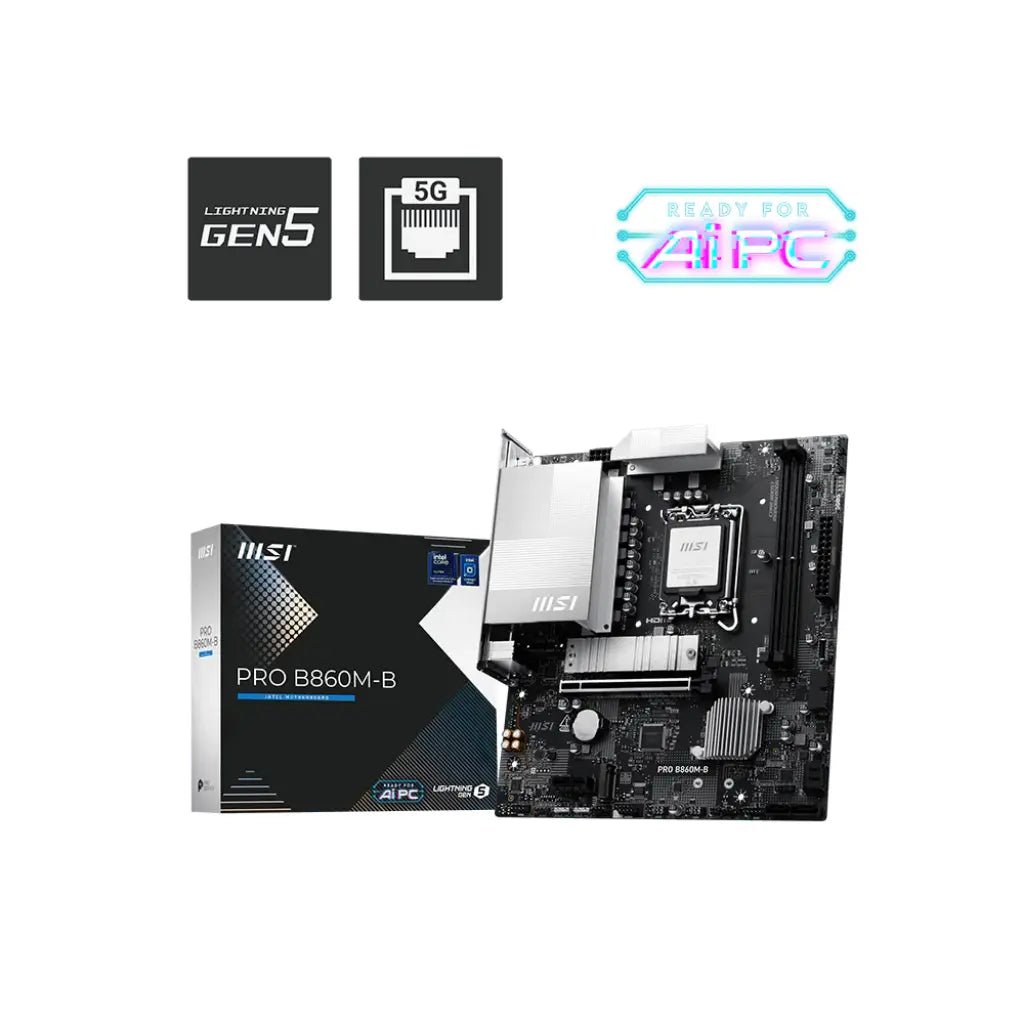 MSI PRO B860M-B Intel B860 Chipset LGA1851 Socket mATX DDR5 Motherboard
