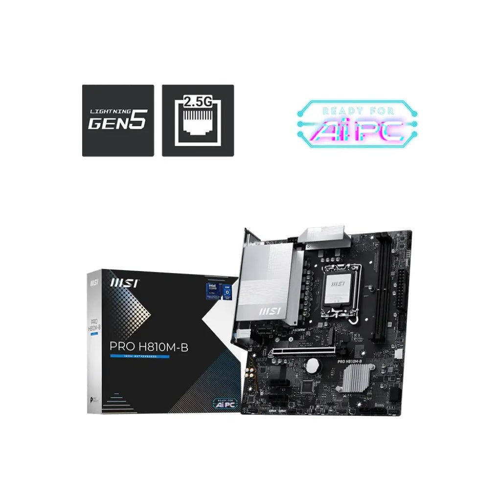 MSI PRO H810M-B Intel H810 LGA1851 Micro-ATX DDR5 Motherboard for Intel Core Processors
