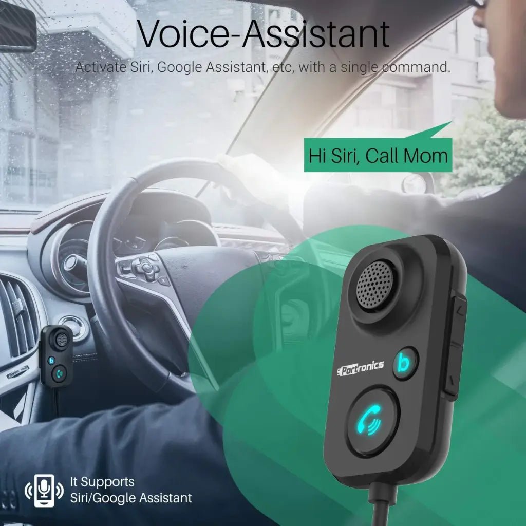 Portronics Auto 12 POR 1195 In-Car Bluetooth 5.1 Receiver with Hands-Free Calling and Noise Cancellation