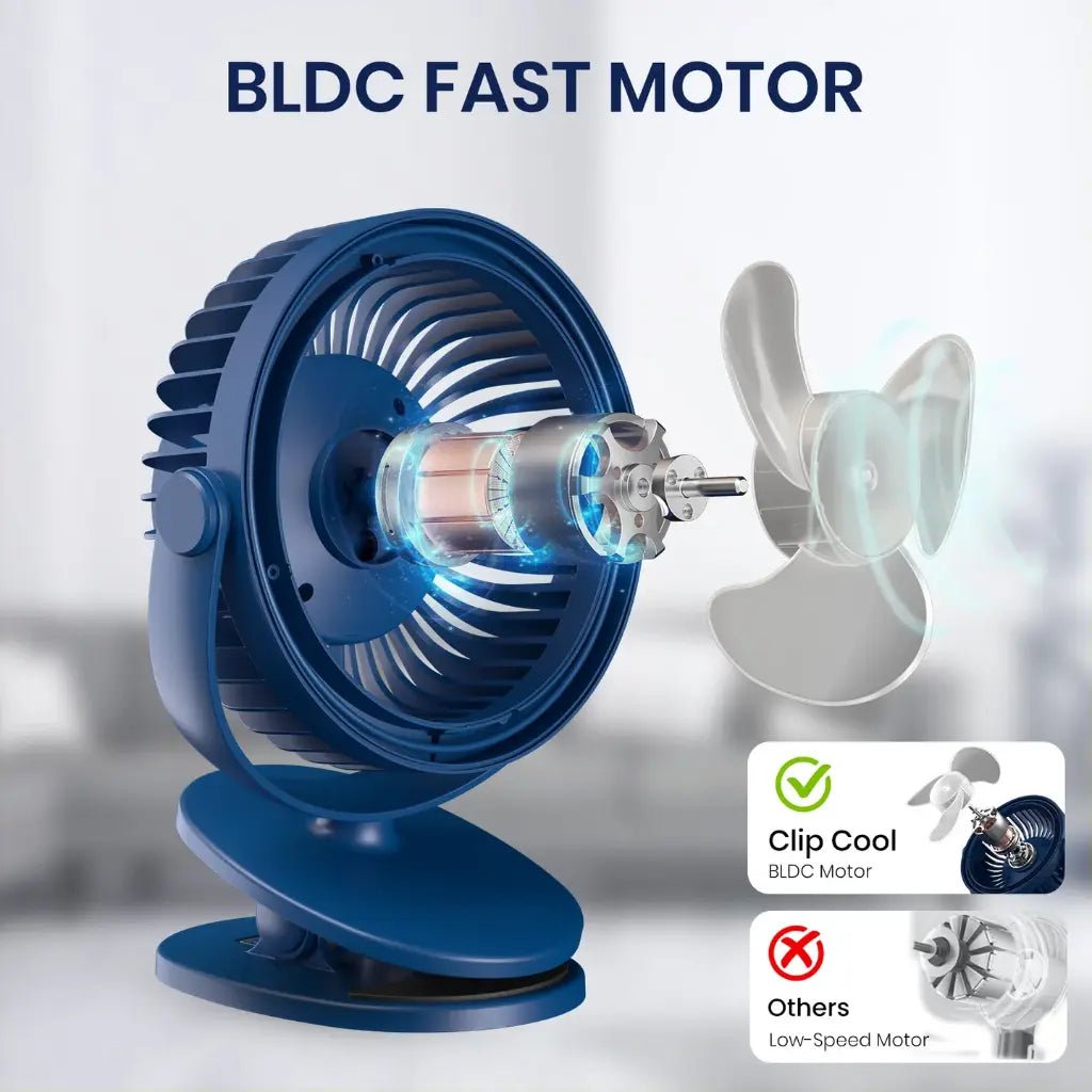 Portronics ClipCool POR 3050 Portable Rechargeable Clip-On Desk Fan with Integrated Ring LED Light