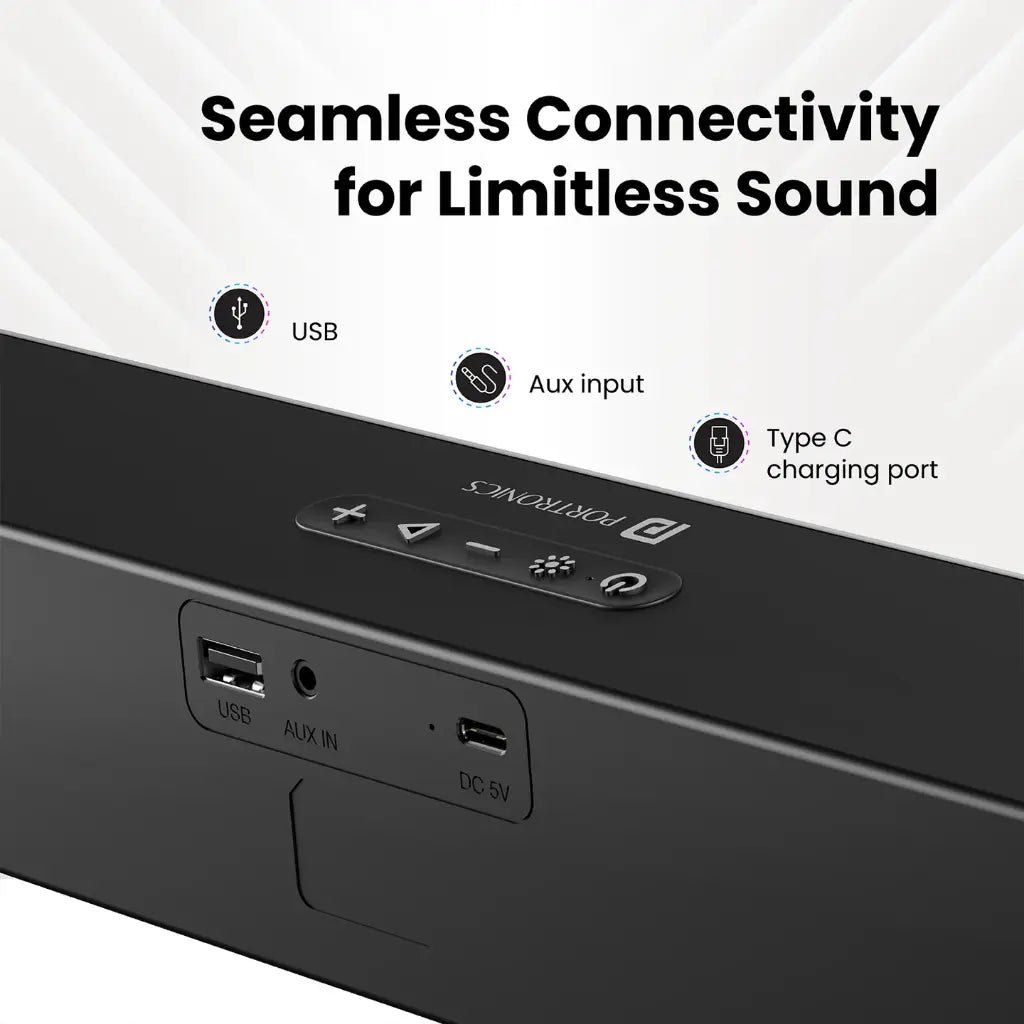 Portronics Decibel 23 16W Portable Bluetooth Soundbar with RGB Lights and 5-Hour Playtime