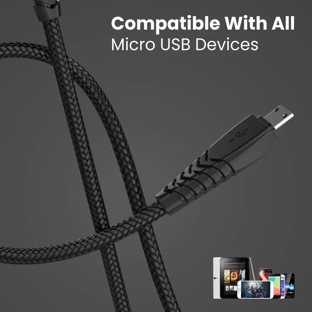 Portronics Konnect B POR 1233 1-Meter Micro USB Cable with 3A Fast Charging Support - Black