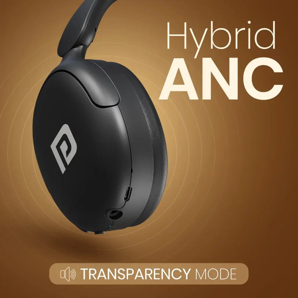 Portronics Muffs M5 (POR 3149) Over-Ear Wireless Bluetooth Headphones with Hybrid Active Noise Cancellation and 50-Hour Playtime