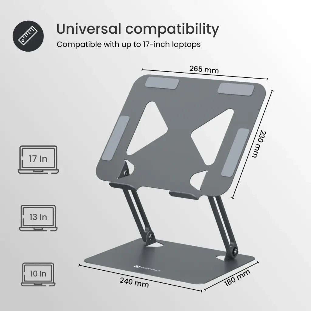 Portronics My Buddy K7 Adjustable Ergonomic Laptop Stand for Laptops up to 17 Inches