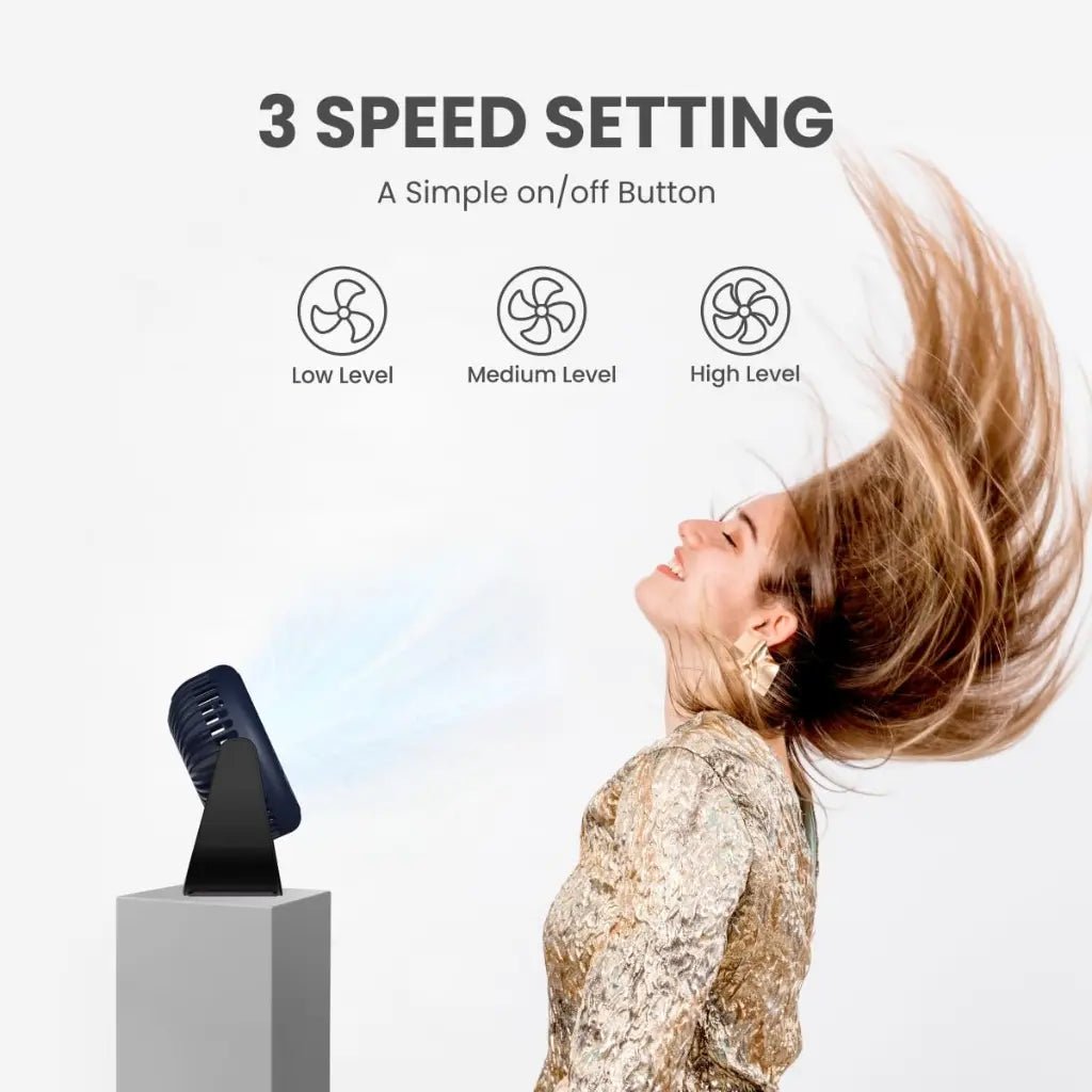Portronics 360-Degree Rotatable Portable Rechargeable Fan with 3 Speed Modes