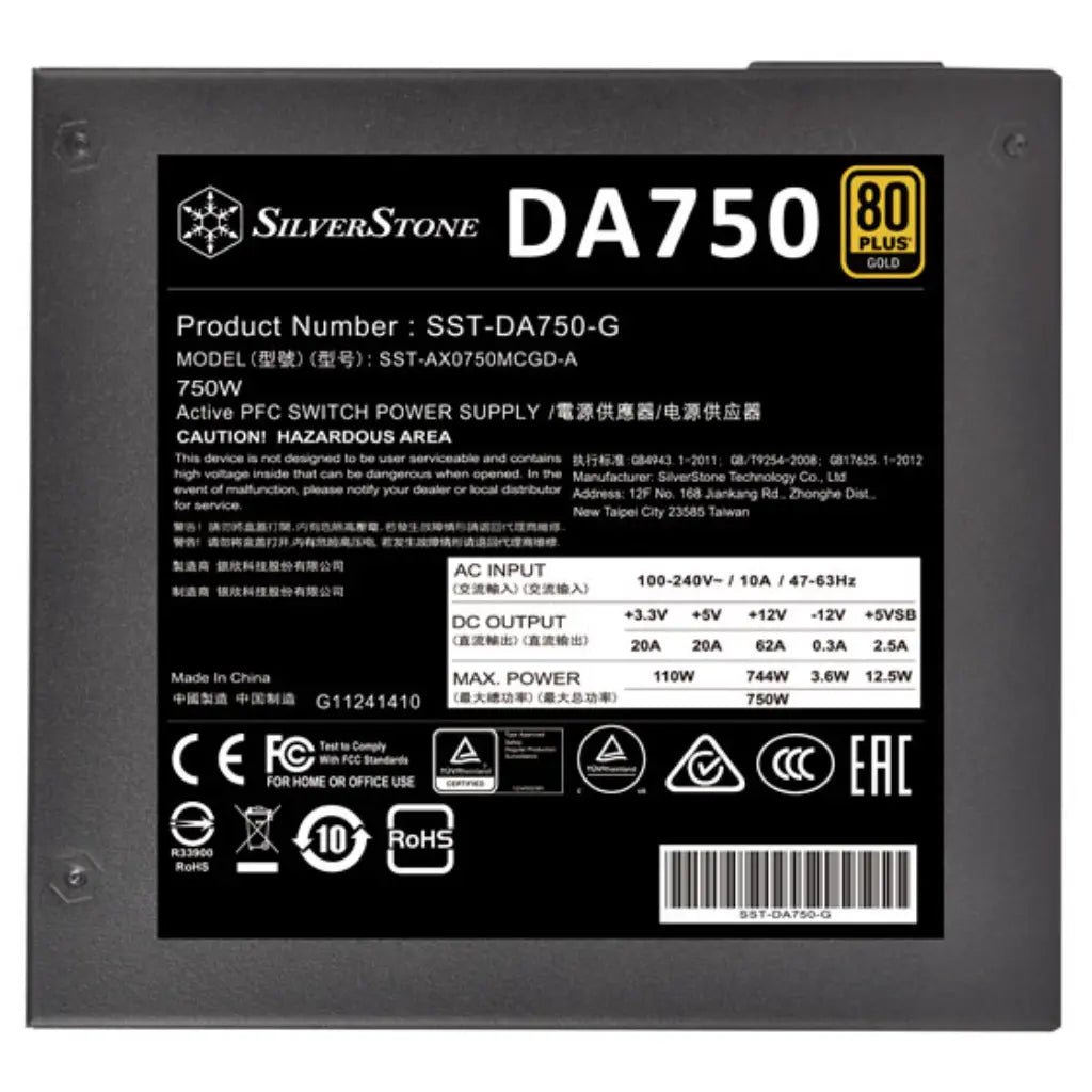SilverStone DA750 750W 80 Plus Gold Certified Fully Modular ATX Power Supply